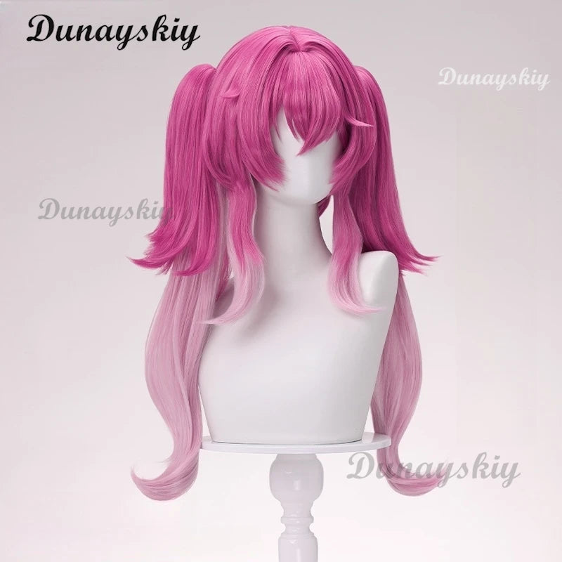 Game Wuthering Waves Lupa Cosplay Wig Pink Twin Ponytails Septimont Rinascita Halloween Party for Women Girls Carnival Cos Props