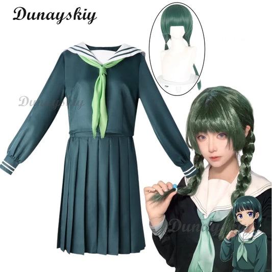 Anime The Apothecary Diaries Maomao Green JK Sailor Uniform Cosplay Costume Wig Skirt Convention Daily Dress Halloween Party