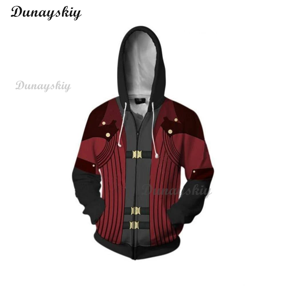 New Game Devil May Cry 5 Hoodies Vergil Cosplay Clothes 3D Printing Jacket Unisexy Hooded Zipper Sweatshirt cardigan Hoody Coat