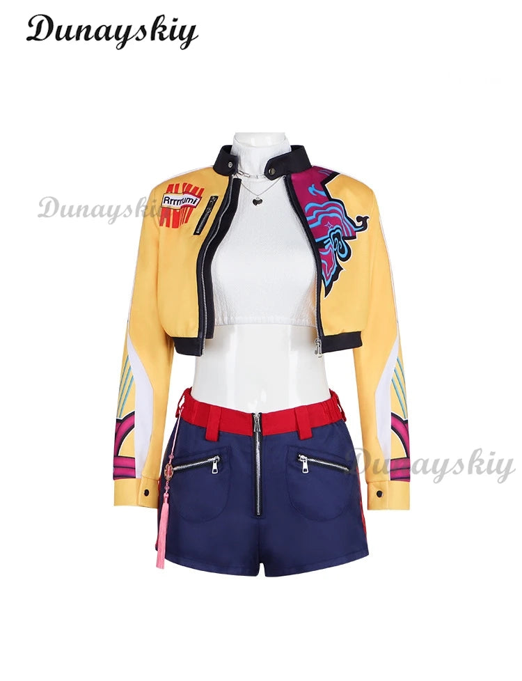 K-Pop Rumi Demon Hunters Stage Cosplay Costume Wig Coat Short Halloween Girl Group Idol Roleplay Outfit Women Sexy