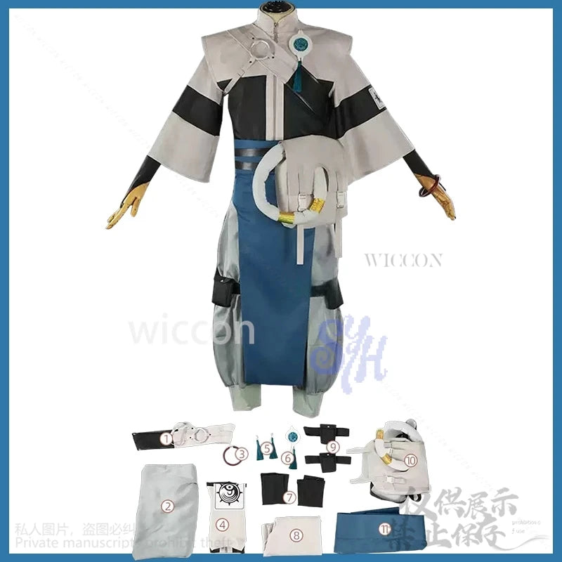 GACHIAKUTA Zanka Cosplay Anime Costume Grey Punk Uniform Y2K Chinese Styles Coat Dress Wigs Jirai Kei Earring Halloween Party