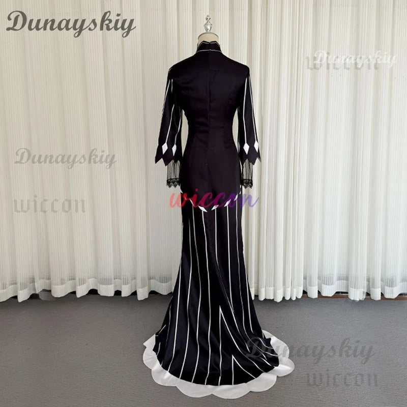 Anime Re:Life in A Different World From Zero Echidna Cosplay Costume Black Evening Dress Long Skirt Wig Woman Sexy Carnival Suit