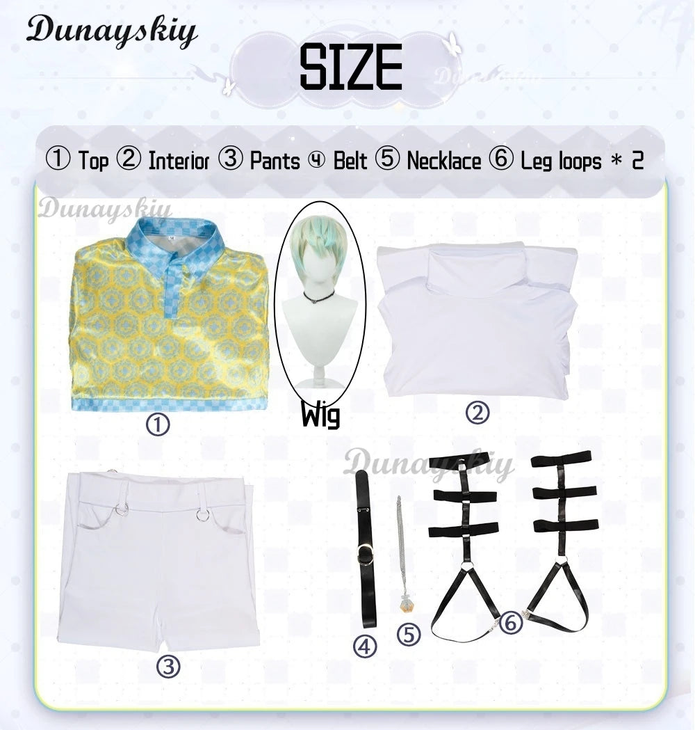 Anime Vtuber Nijisanji Hibachi Mana Cosplay Costume Wig Heat Yellow Short T-shirt Halloween Party Role Play Carnival Suit