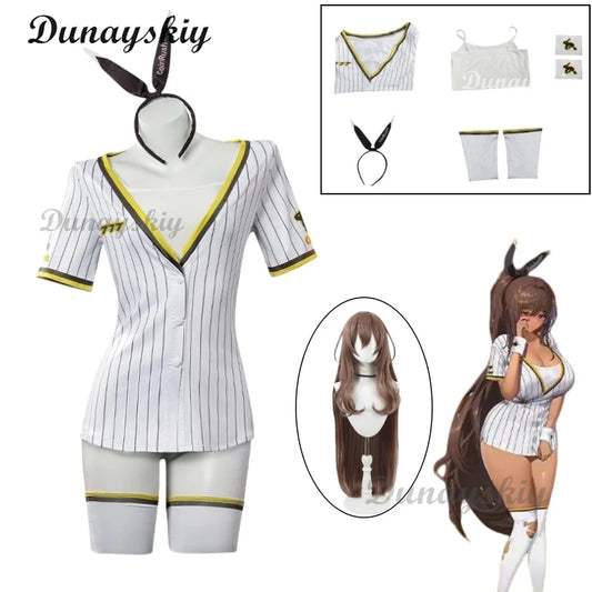 NIKKE Goddess of Victory Black Rabbit Noir Cosplay Costume Wig Sexy Sport Style Suit Baseball Jersey Dress Headwear Socks Set