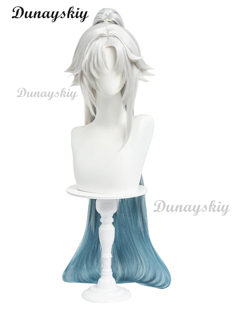 Honkai Star Rail Feixiao Cosplay Wig Gray Blue Long Hair The Xianzhou Yaoqing The Great General Halloween Party for Women Girls